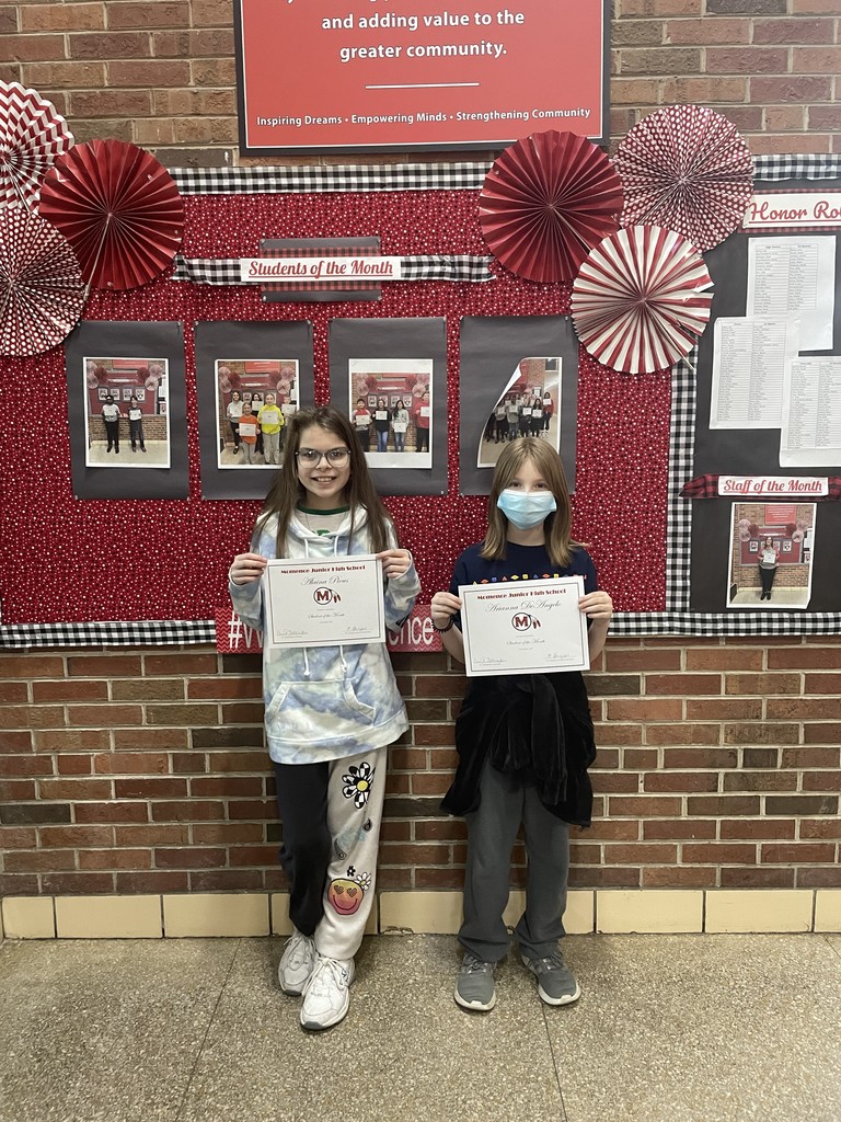 December 5th grade Students of the Month Alaina Pious and Arianna DeAngelo