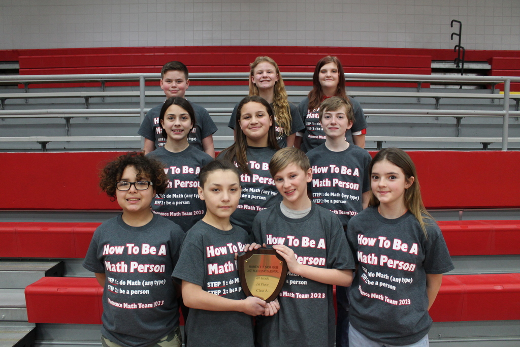 6th Grade Math Team with first place Class A plaque