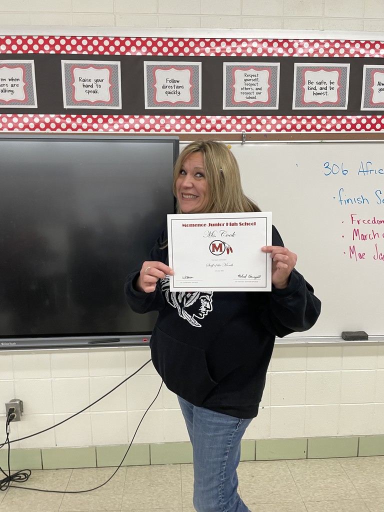Ms. Cook January Staff of the Month